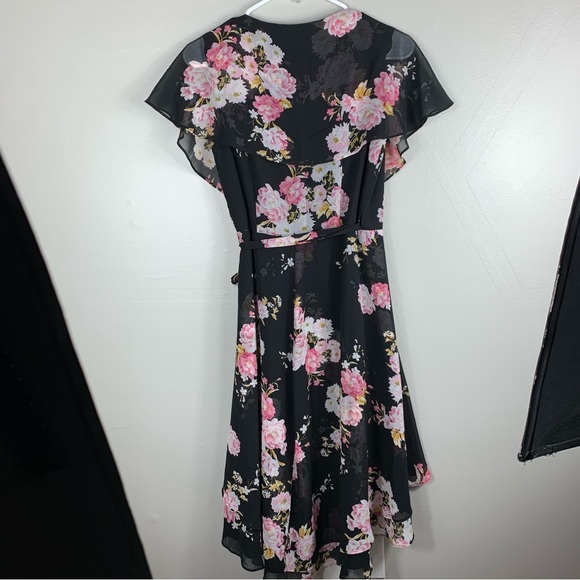 WAYF | Pink and Black Polermo Floral Print Maxi Wrap Dress | Size XS - Picture 4 of 7